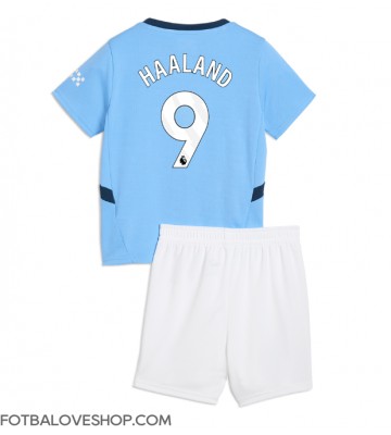 Manchester City Erling Haaland #9 Dětské Domácí Dres 2024-25 Krátký Rukáv (+ trenýrky)